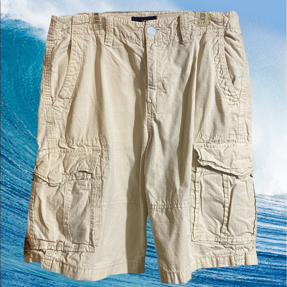 American Eagle Longboard Khaki Cargo Shorts Mens Size 30